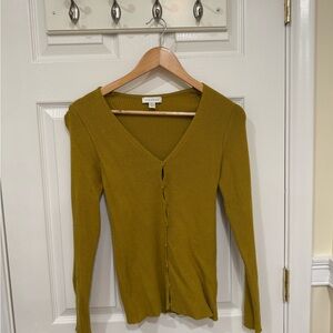 Topshop Mustard Button-Up Cardigan